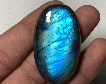 Natural Labradorite, Highest Quality Smooth Polished Oval shape Rare Blue Flashy Fire Labradorite Loose Cabochon, 25x44 MM 105.80 Carat.