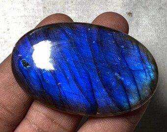 Awesome Blue Flashy Labradorite, Genuine Natural High Quality Oval Shape  Labradorite Cabochon For Making Jewelry, 34x55 MM 122.80 Carat.