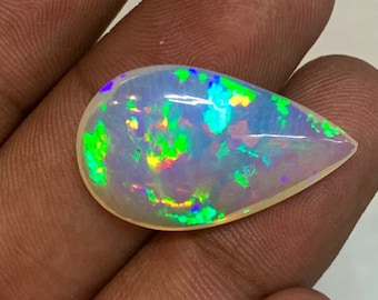 Opal Welo Ethiopian Opal Top Grade High Quality Full Flash Strong Fire Pear Shape Cabochon 16.5x26 mm-height 7 mm 13.50 ct fire opal