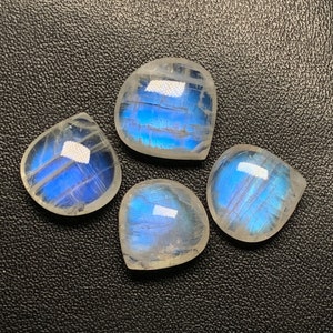 Rainbow Moonstone Briolette Lot: Blue Sheen Gemstone, 37.5 Ct