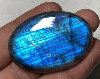 Vintage Labradorite Oval Shape Cabochon, High Hand Polished Rare Blue High Quality  Labradorite For Making Jewelry, 31x44 MM 85.60 Carat.