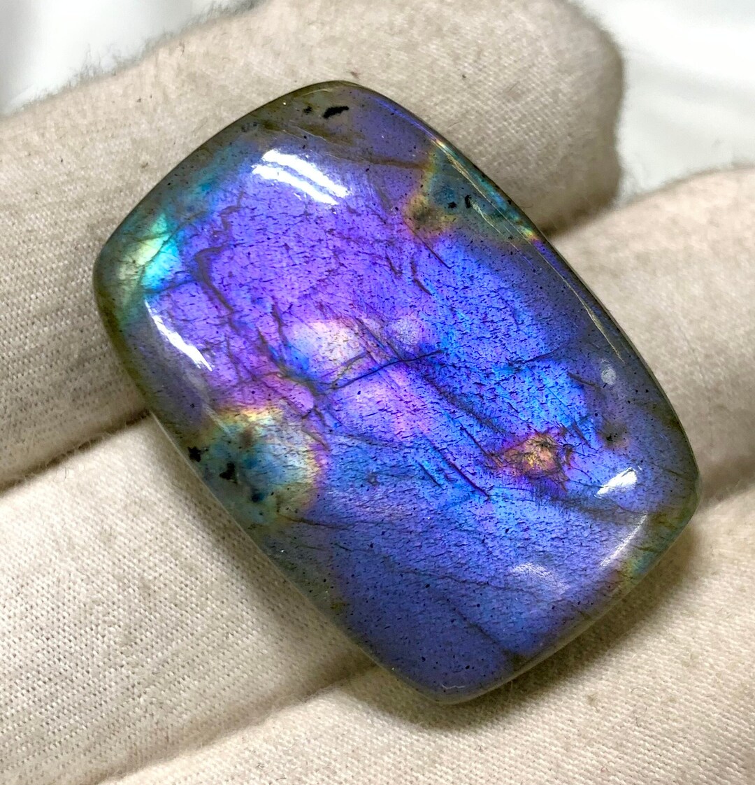 Lot De Cabochons En Labradorite Naturelle - Forme Ovale 8x6mm - Effet Irisé Bleu - Plus De 25 Pièces