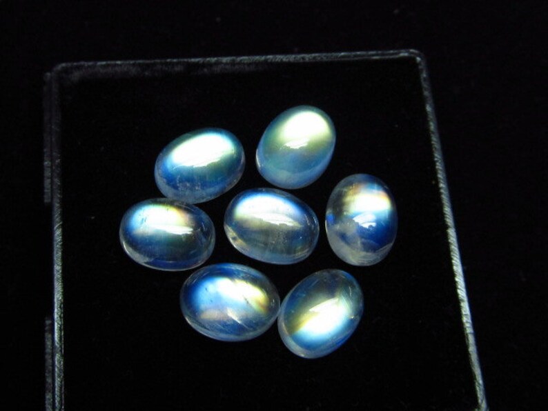 14.15 Crt 15 pcs 5 A Best Quality Rainbow Moonstone Blue Fire Cabochon Oval Size 5x7 mm