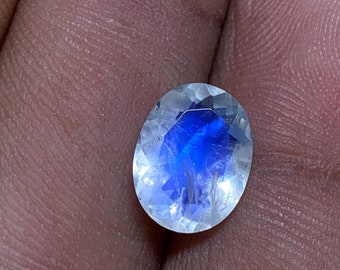 New Arrival Rainbow Moonstone Oval Shape Amazing Top Grade  6A Quality Blue Fire Faceted Cut Stone For Sale, 8.5x11 MM Height 5 MM.