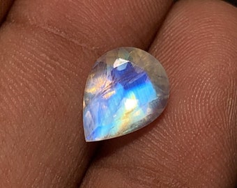 Unique Rainbow Moonstone, So Gorgeous 8A Quality Full Flash Fire Faceted Cut Rare Moonstone For Making Jewelry, 8.5x11 MM Height 6 MM.