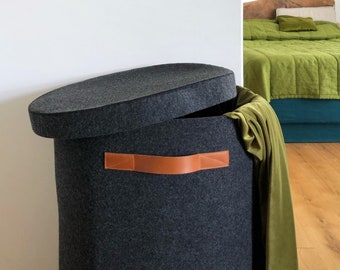 Laundry hamper with lid 25&quot;H: 17&quot;W| Large black storage basket