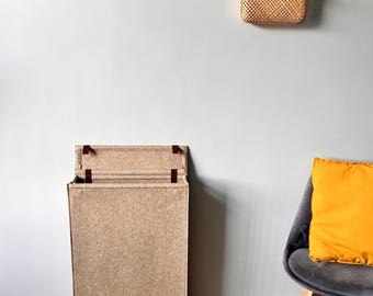 Narrow square storage laundry bin with flip lid