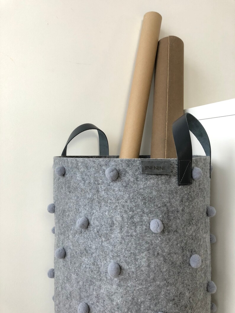 Tall laundry basket 24H 14W High grey felt Etsy
