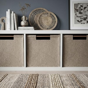 IKEA Kallax Storage Bins Felt Cube Boxes with Wooden Handles