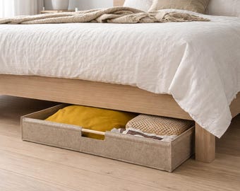 Under Bed Storage Bin | Low Felt Box for Hidden Storage Easy Access
