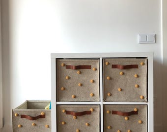 Set of 4 Felt Storage Cubes for Shelves | IKEA Kallax Organizer Bins with handles