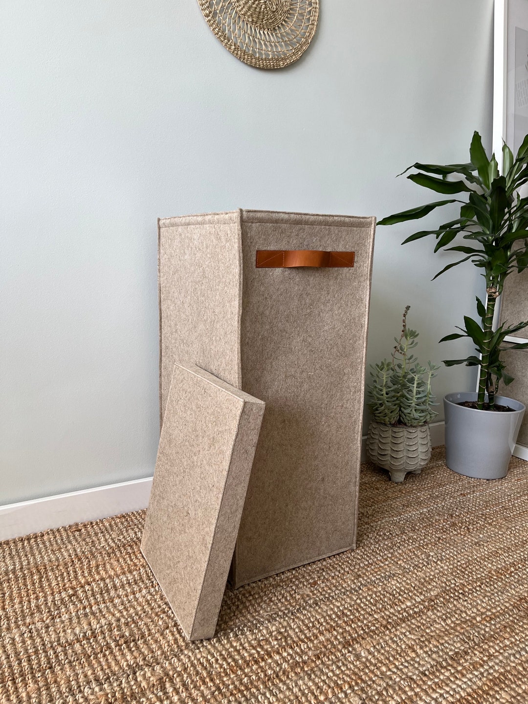 Tall Narrow Laundry Hamper With Lid. Felt Rectangular Hamper. Etsy