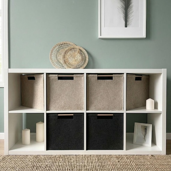 IKEA Kallax Storage Bins Felt Cube Boxes With Wooden Handles - Etsy