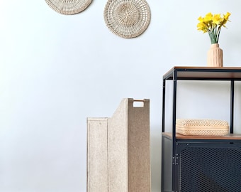 Under Sink Floor Storage Basket Designed to Fit Around Pipes in Narrow Spaces