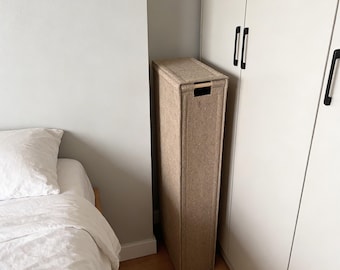 Narrow Laundry Hamper with Lid, Felt Laundry Basket for Small Spaces, Minimalist Storage Bin, Modern Home Organizer