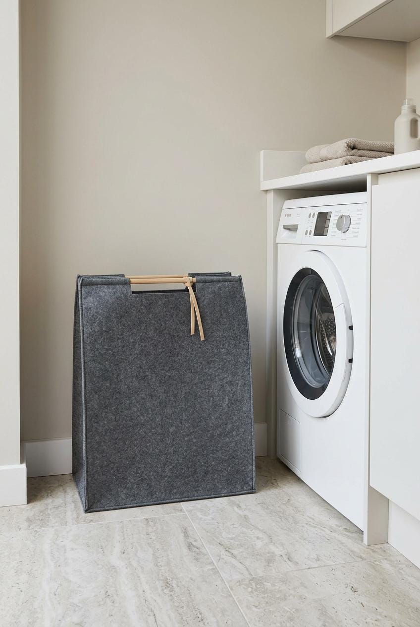 Laundry Basket, Tall Narrow for Small Spaces Felt Hamper Modern