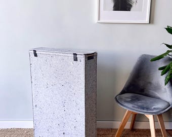 Laundry hamper with lid for narrow space. Felt storage basket