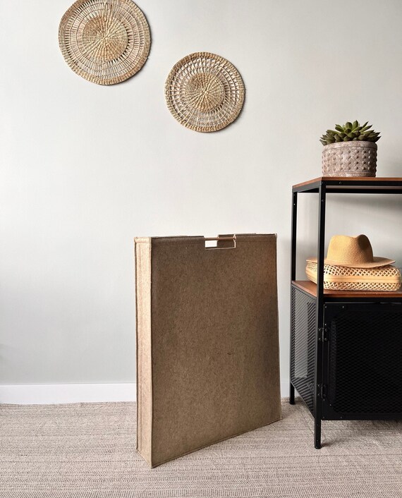 Extra Narrow Laundry Hamper With Wooden Handles. Small Bathroom