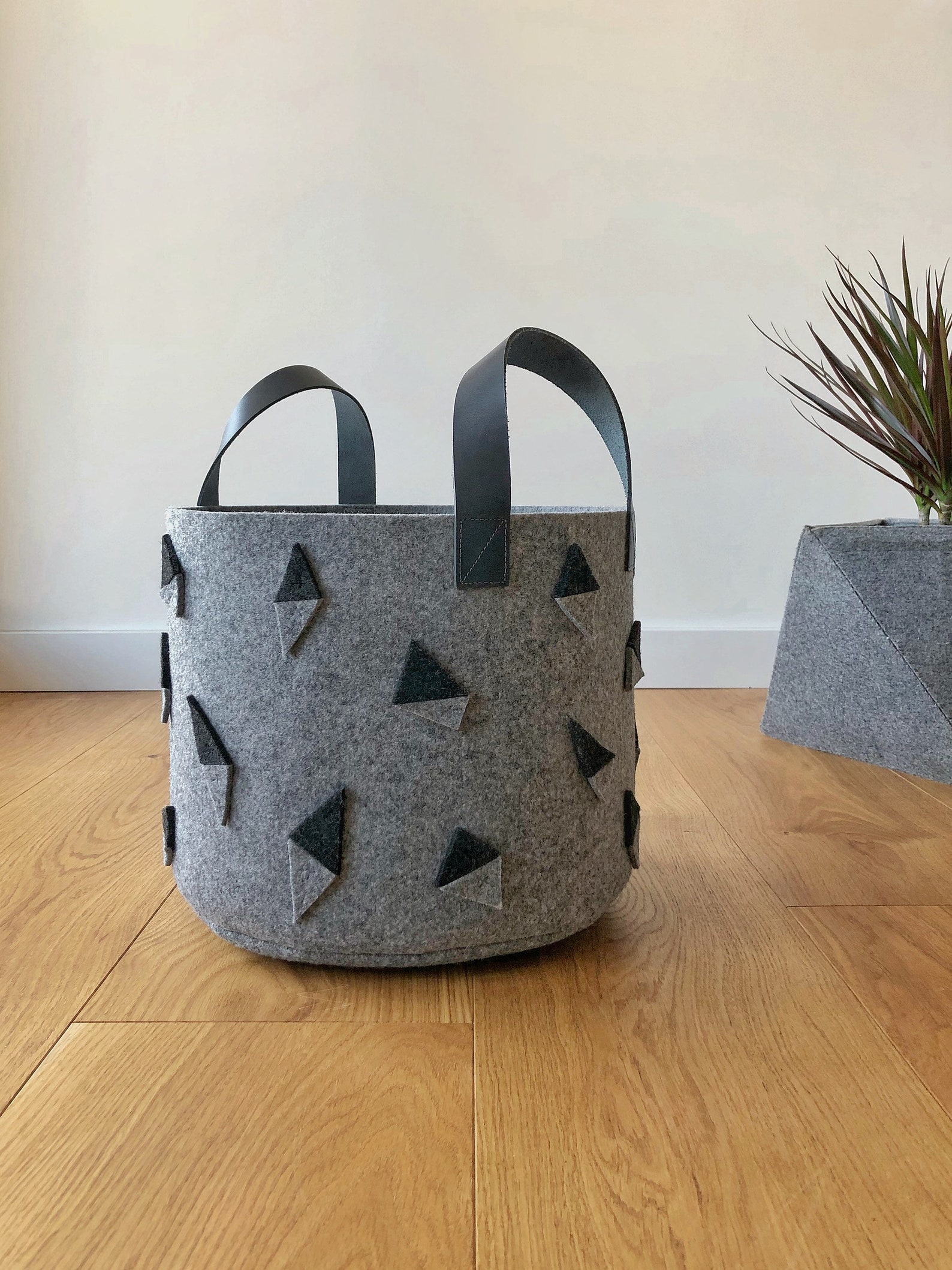 Gray felt basket/ Toy storage bin/ Laundry hamper Etsy