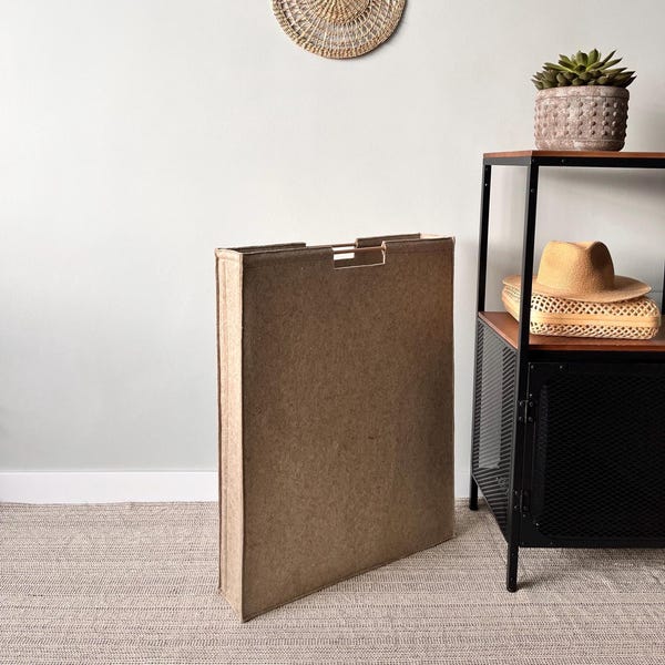 Slim Felt Laundry Hamper with Wooden Handles | Tall Narrow Storage Basket for Small Spaces | Ready to Ship | High 31" Wide 6"