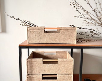 Compact Felt Storage Basket | Matte Black Organizer for Small Spaces & Shelves