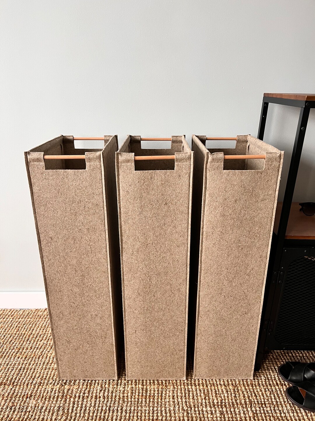 Set of Five Narrow Hampers. Felt Storage Baskets Etsy