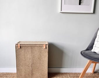 Two Compartment Laundry Hamper with Flip Lid for Sorting Clothes | Structured Felt Basket