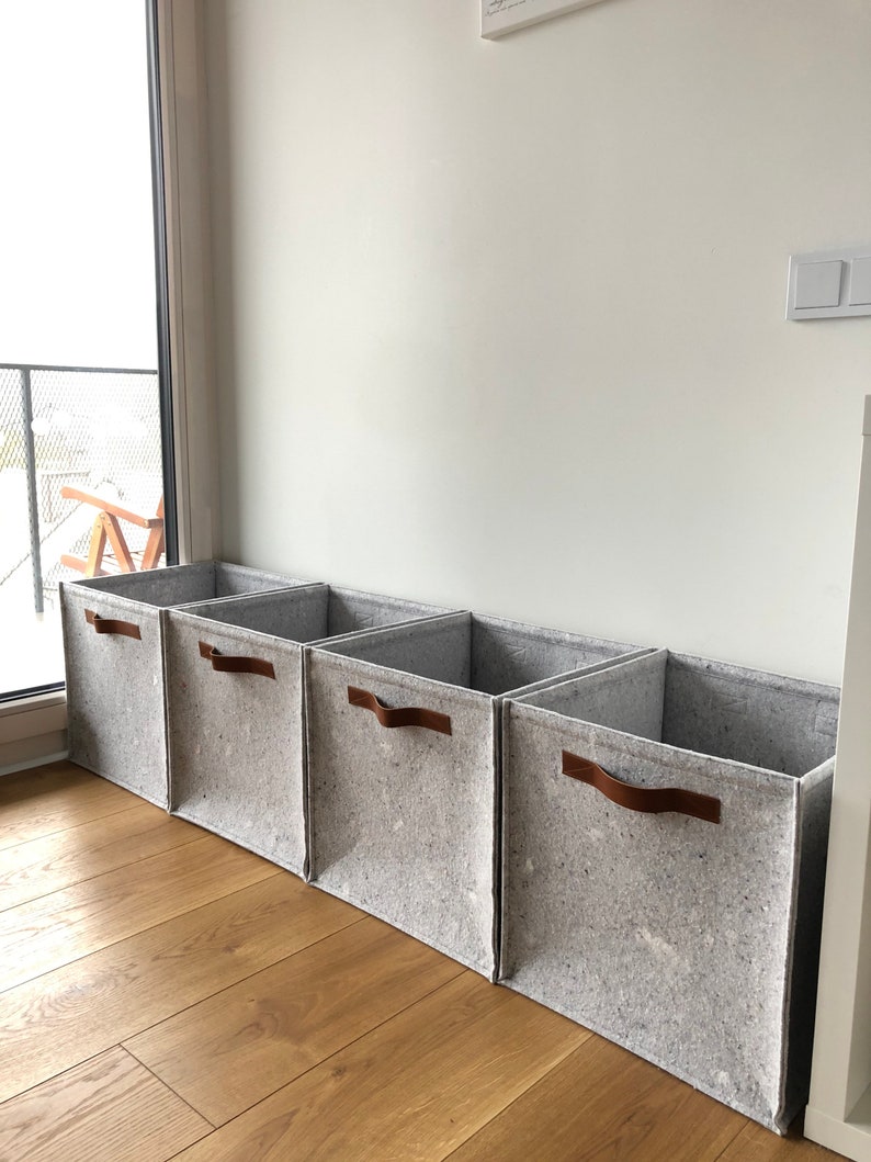 Square IKEA insert basket Felt сube box Etsy