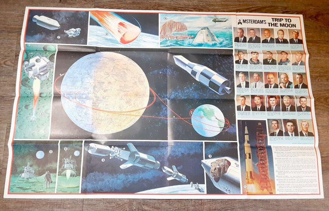 1969 Amsterdam Trip to the Moon Poster NASA Space Travel Apollo. Poster ...