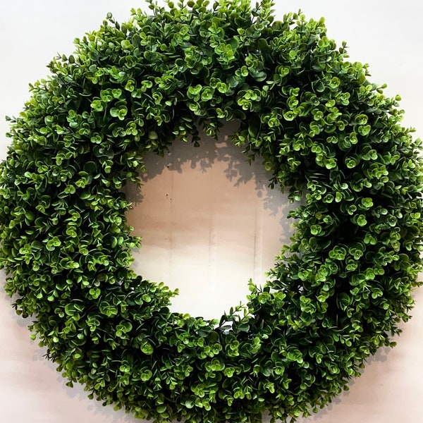 Boxwood Wreath for Front Door, Wedding Wreath, Large Spring Wreath, Year-Round Wreath