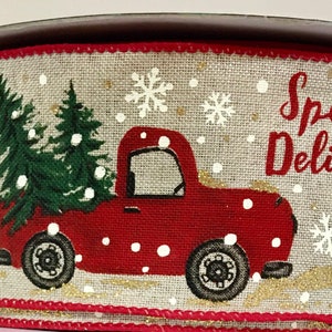 5 Yards Wired Christmas Truck Ribbon, 2.5&quot; Wide Ribbon