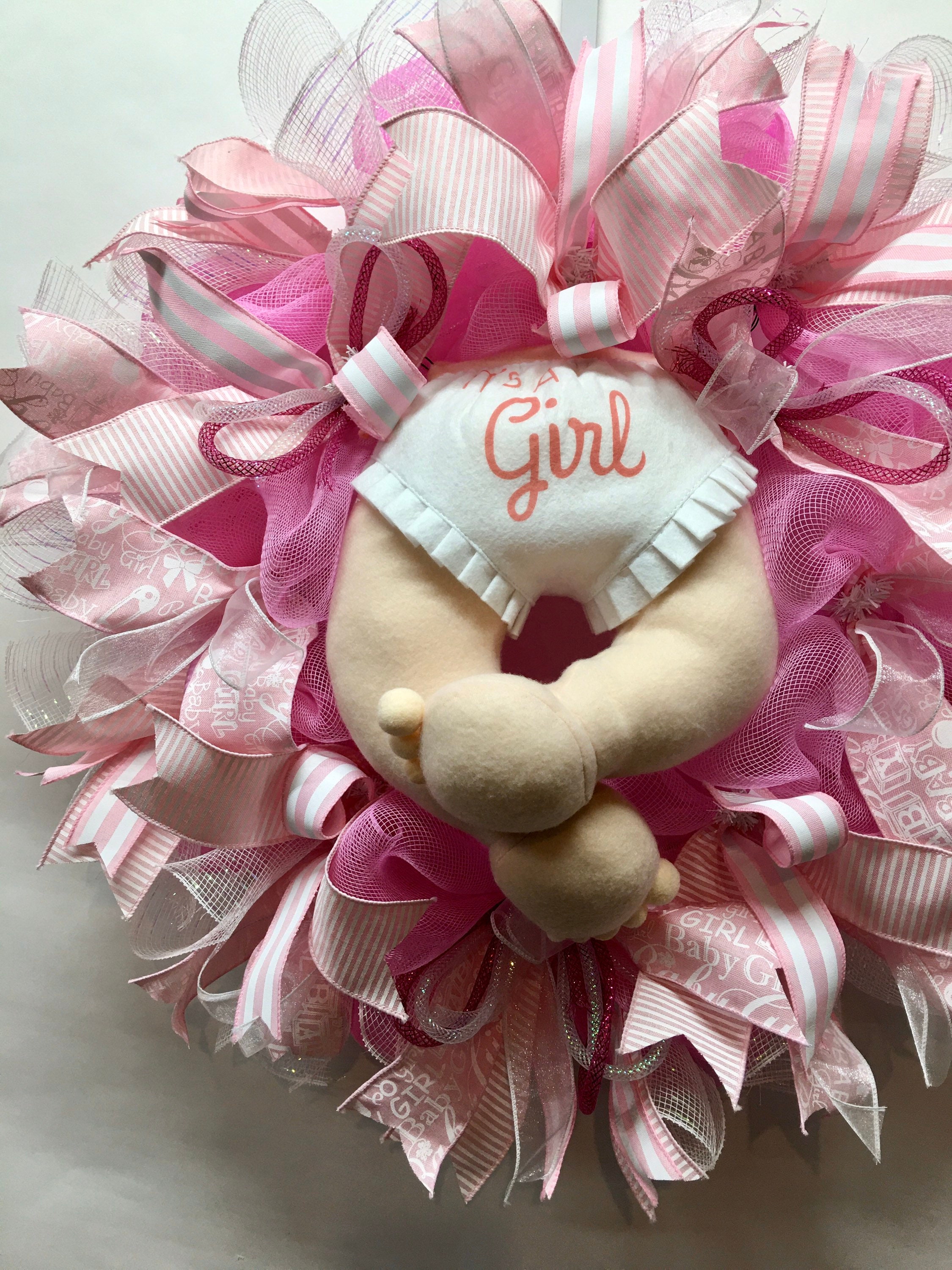 Baby Girl Wreath Baby Butt Wreath Baby Shower Wreath Baby Etsy