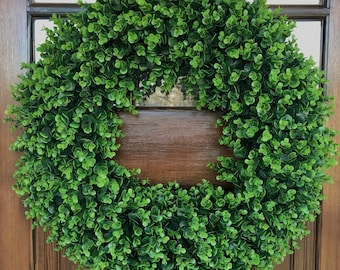 Faux Boxwood Wreath for Front Door, Fall Wreath, Fall Decor, Gift Idea, Greenery Wreath, Wedding Decor