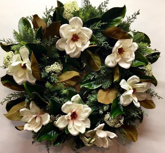Southern Magnolia Wreath Winter Wreath For Front Door Etsy
