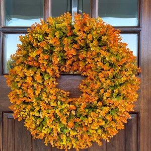 Fall Eucalyptus Wreath: Orange & Green Front Door Decor