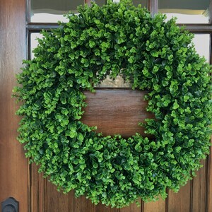 Faux Boxwood Wreath for Front Door, Spring Summer Wreath, Spring Summer Decor, Mothers Day Gift,  Greenery Wreath, Wedding Decor