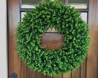 Faux Boxwood Wreath for Front Door, Spring Wreath, Spring Decor, Year-Round Wreath, Wedding Wreath