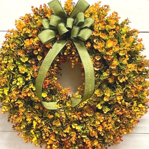 Fall Eucalyptus Wreath: Orange & Green Front Door Decor