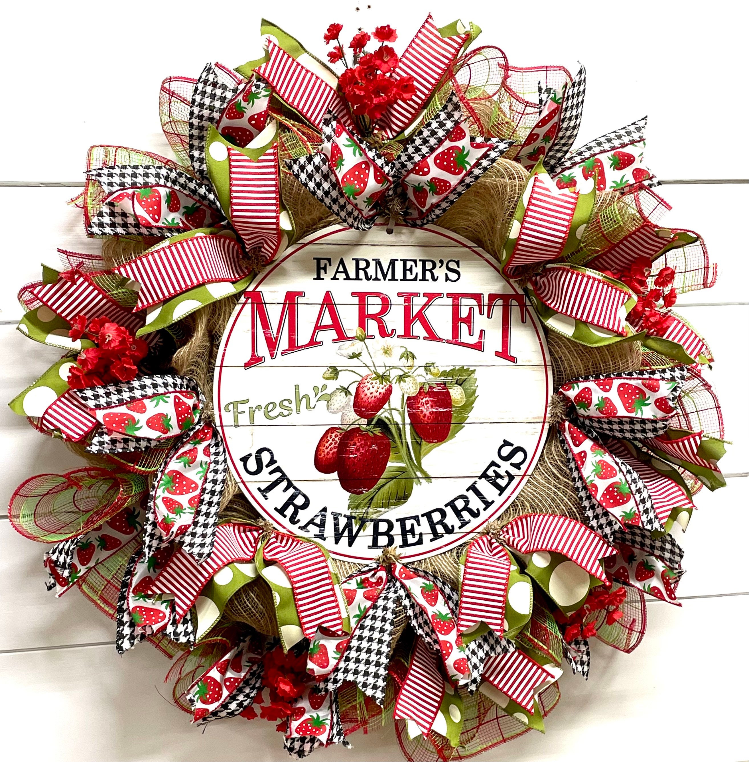 Farmer's Market Strawberries, Metal Sign, and Ribbon Set – Wreaths Of  Circle Creek