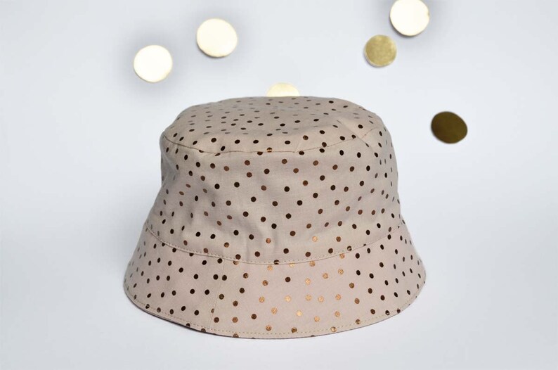Hat lined in cotton Nude pink cotton polka dot copper copper Nude Summer Hat baby girl Birthday gift old pink