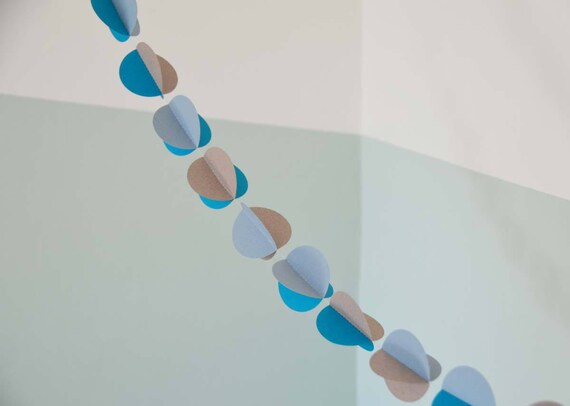 Garland Of Paper Wall Decor 3d Nursery Turquoise Balls Etsy