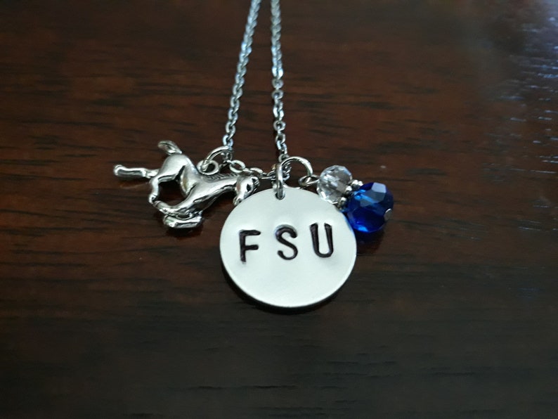 Necklace FSU Necklace Silver Stainless Steel Necklace Fayetteville State University Necklace FSU Charms