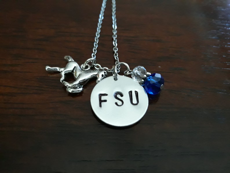 Necklace FSU Necklace Silver Stainless Steel Necklace Fayetteville State University Necklace FSU Charms