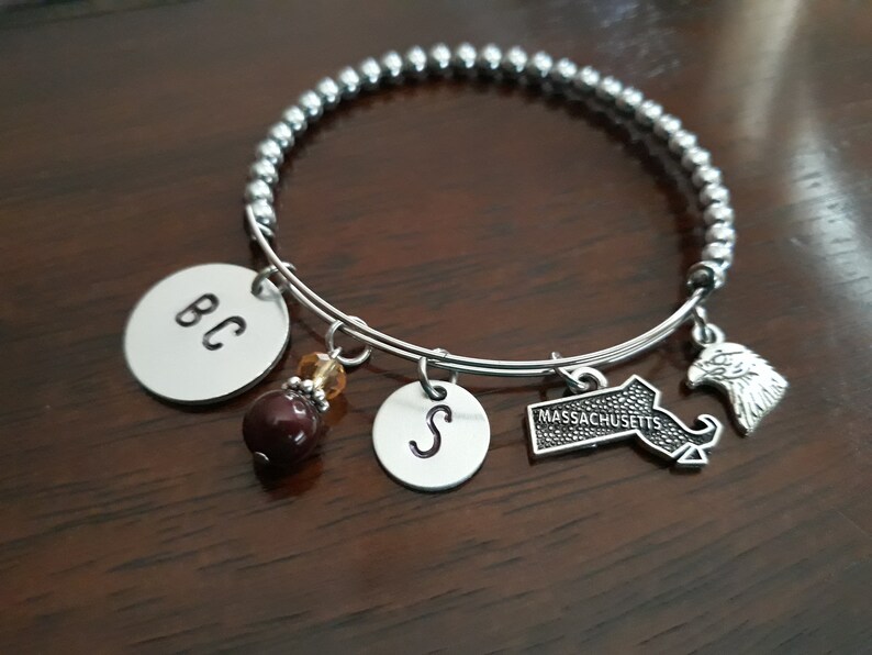 Boston College Bracelets BC Beaded Stainless Steel Bangle Etsy