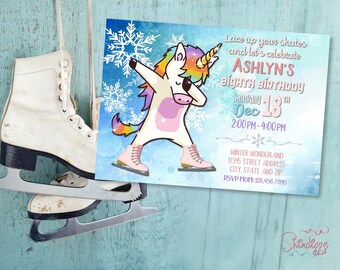 ice skate invitation etsy