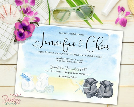 Beach Wedding Invitation Suite Wedding Invitation Printable Etsy