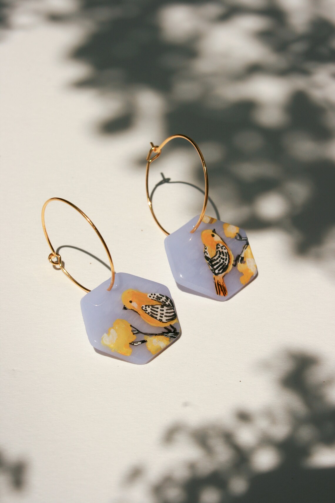 Bird Polymer Clay Earrings Wing Statement Earring Periwinkle Etsy