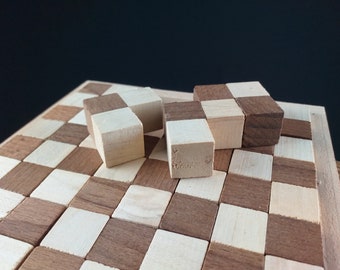 Geduldsspiel Schachbrett 3D Puzzle Geschenk für Ihn, Knobelspiel, Rätsel, Motorikwürfel, Schach, Geburtstag Mann, Seniorenspiel, Schachset