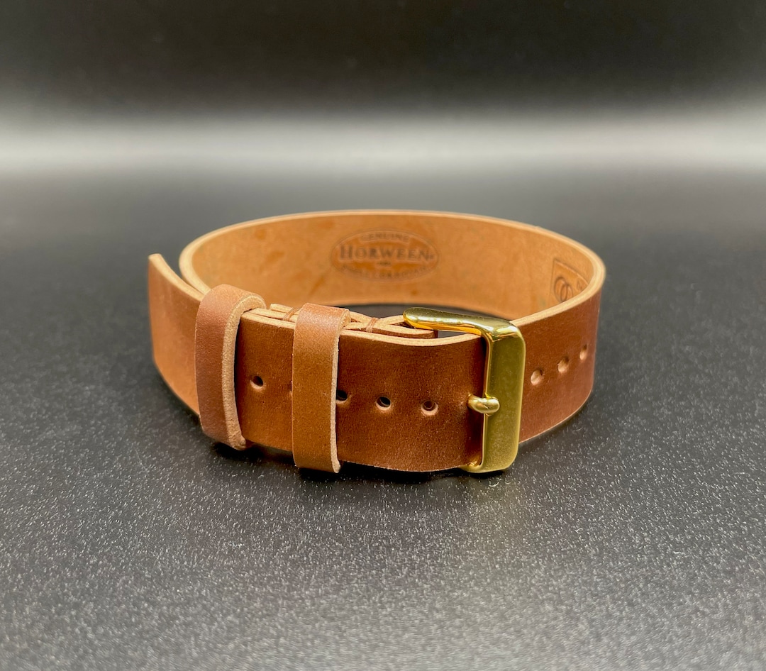 Shell Colors Nato Horween Shell Cordovan NATO Single-pass Watch Strap Natural Color With ...