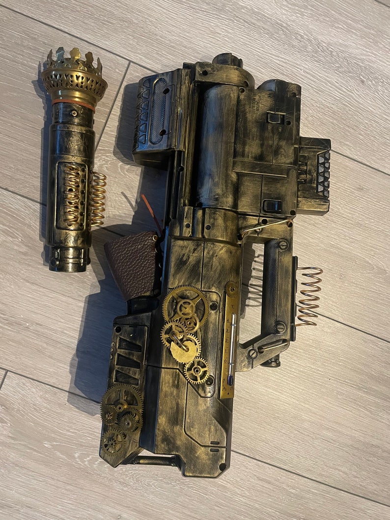 Steampunk Foldable Gun With Light Rebuild Nerfgun Etsy